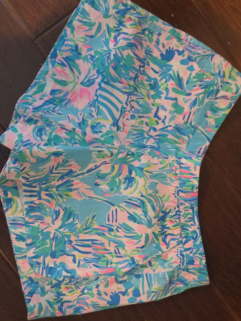 Lilly Pulitzer Tropical Floral Print Shorts in Aqua, Pink & Green